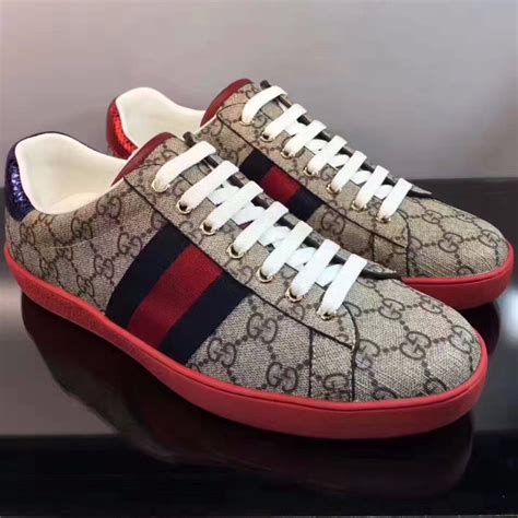 gucci red sole sneakers|Gucci red web sneakers.